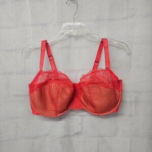 Adore Me Bra Coral Red Lace Padded Underwire 40I